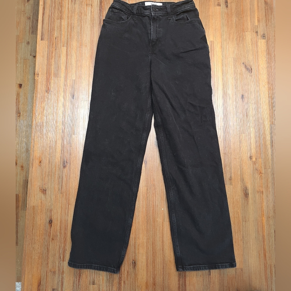 HOLLISTER 4L ULTRA HIGH RISE DAD JEANS WOMENS BLACK DENIM PANTS SIZE 27 Long